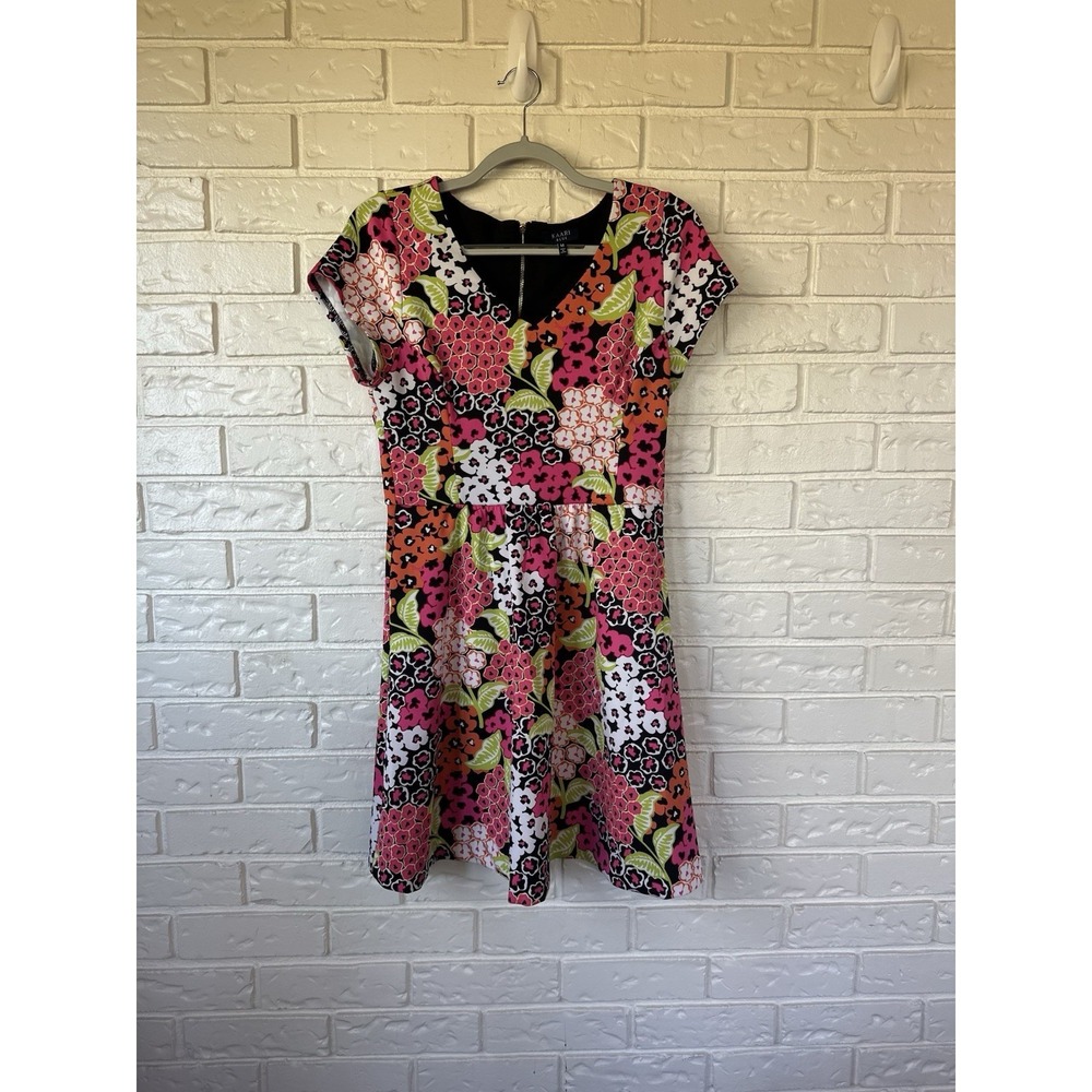 Kaari Blue Retro Barbie Floral Dress M – Bright Mod Fit & Flare Zip Back